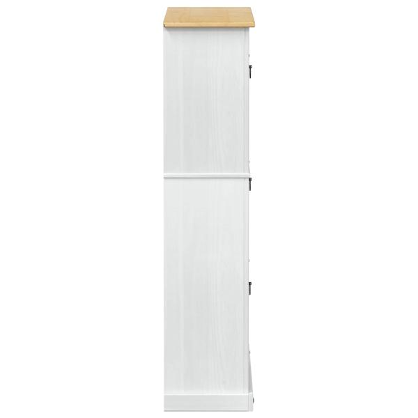 Schuhschrank Corona Weiß 99 x 32 x 138 cm Massives Kiefernholz