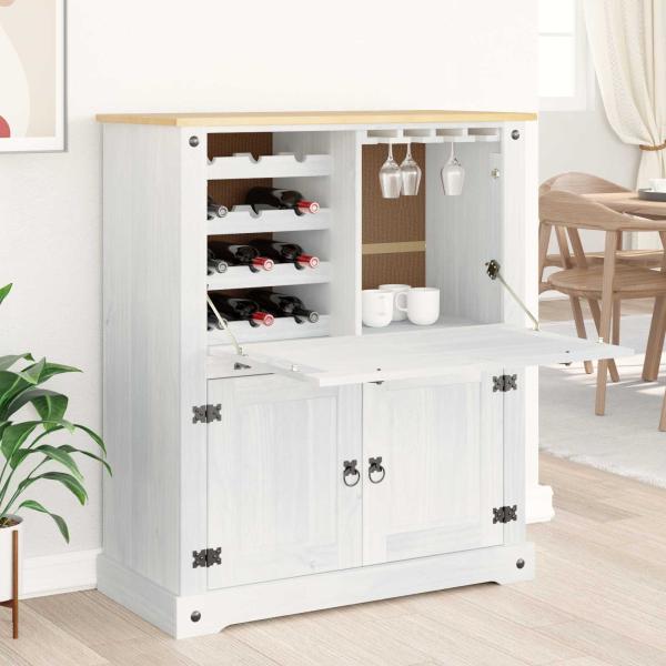 ARDEBO.de - Weinschrank Weiß 97 x 45 x 114 cm Massives Kiefernholz