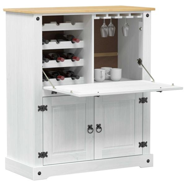 Weinschrank Weiß 97 x 45 x 114 cm Massives Kiefernholz