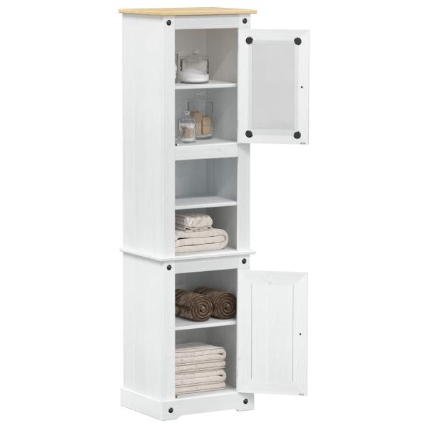 Badezimmerschrank Weiß 50 x 40 x 185 cm Massives Kiefernholz