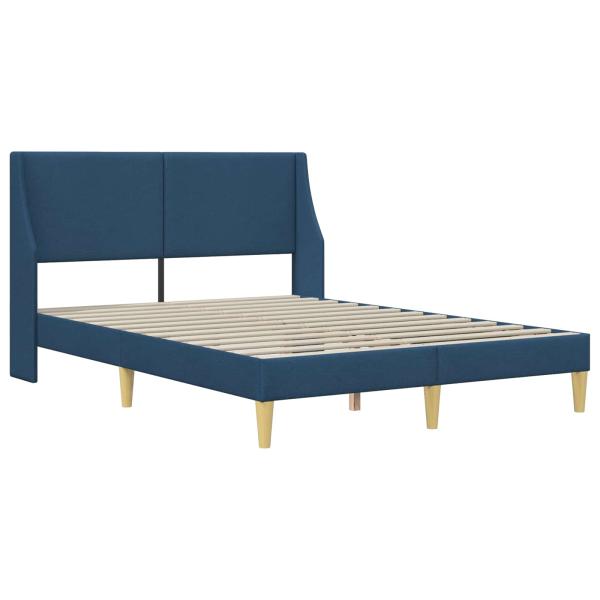 Bettrahmen Uni mit Kopfteil Blau 120 x 190 cm Stoff