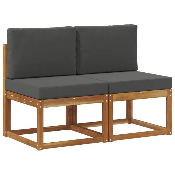 2 Stück Outdoor Mittelsofa Massivholz Akazie