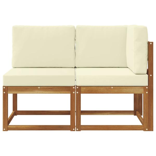 Outdoor Mittel- und Ecksofa mit Kissen 2 Stück Natur und Creme