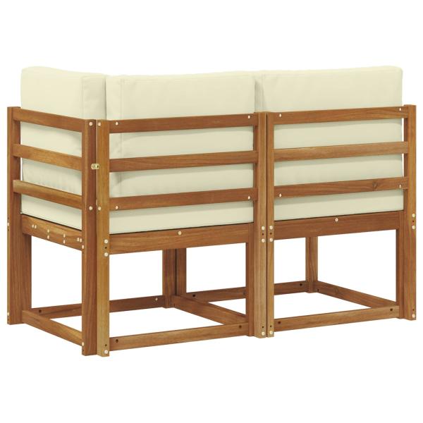 Outdoor Mittel- und Ecksofa mit Kissen 2 Stück Natur und Creme