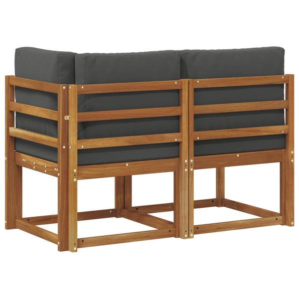Outdoor Mittel- und Ecksofa 2 Stück Natur und Anthrazit