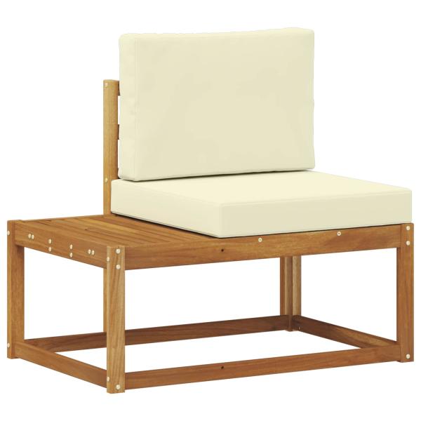 Outdoor End Sofa 2 Stück Natur und Creme Massivholz Akazie