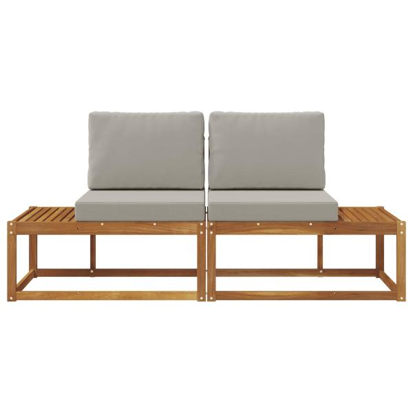 Outdoor End Sofa mit Kissen 2 Stück Natürlich und Hellgrau