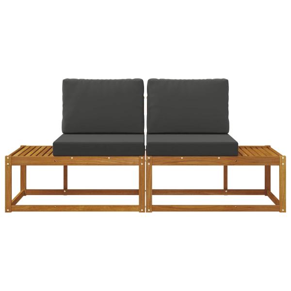 Outdoor End Sofa 2 Stück Natur und Anthrazit Massivholz Akazie