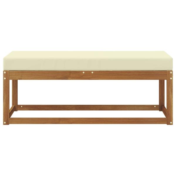 Outdoor Hockerbank Massivholz Akazie Natur und Creme