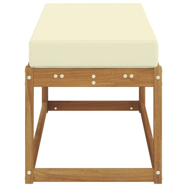 Outdoor Hockerbank Massivholz Akazie Natur und Creme