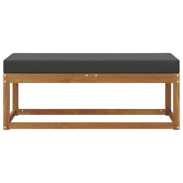 Outdoor Hockerbank Massivholz Akazie Natur und Anthrazit