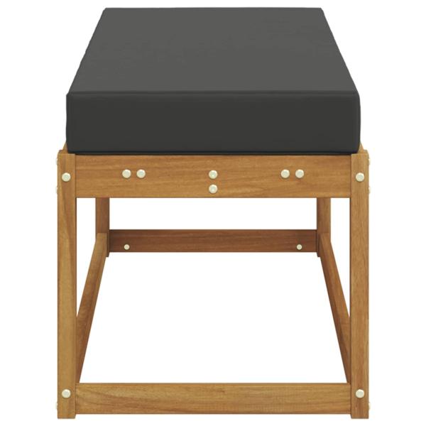 Outdoor Hockerbank Massivholz Akazie Natur und Anthrazit