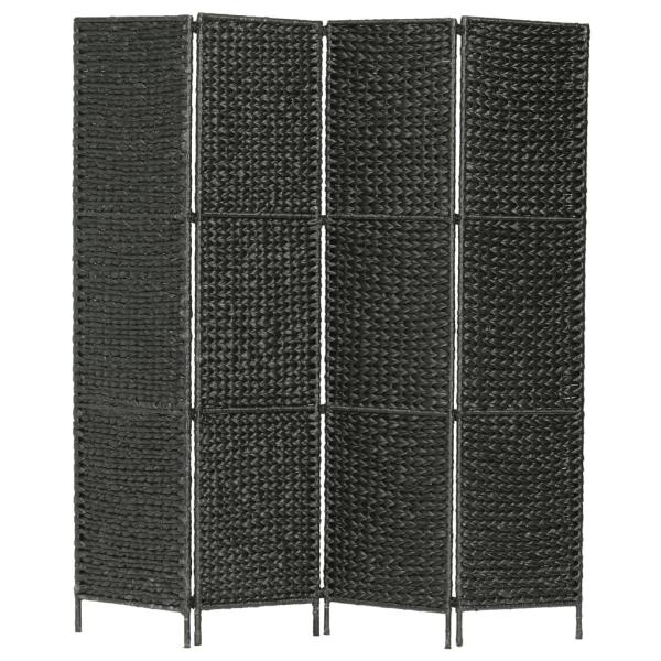 ARDEBO.de - 4-teiliger Paravent Schwarz 154×160 cm Wasserhyazinthe