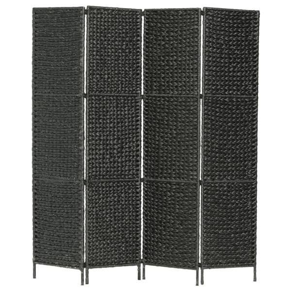 4-teiliger Paravent Schwarz 154×160 cm Wasserhyazinthe