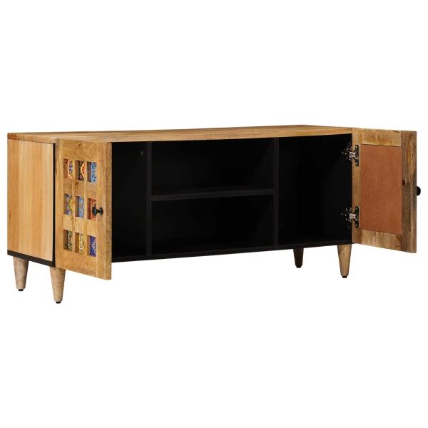 TV-Schränk mit Regal Natur 105 x 33 x 46 cm Massivholz Mango