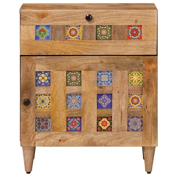 Nachttisch Natur 50 x 33 x 60 cm Massivholz Mango