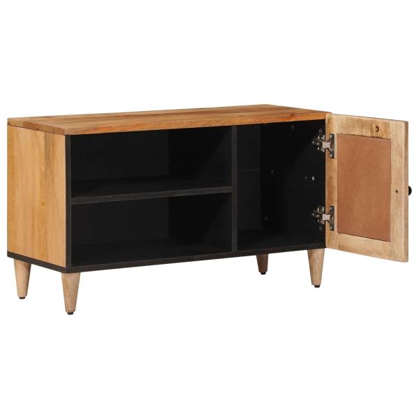 TV-Schränk mit Speicher Natur 80 x 33 x 46 cm Massivholz Mango