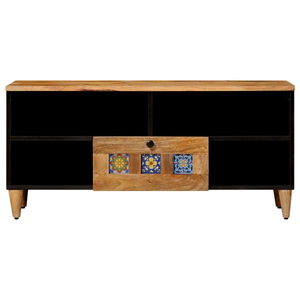 TV-Schränk mit Regal Natur 100 x 33 x 46 cm Massivholz Mango