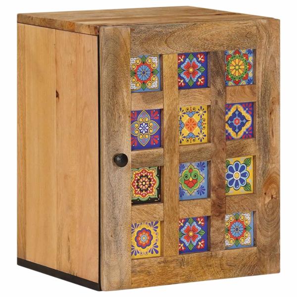 ARDEBO.de - Badezimmer Hängeschrank Natur 38 x 33 x 48 cm Massivholz Mango