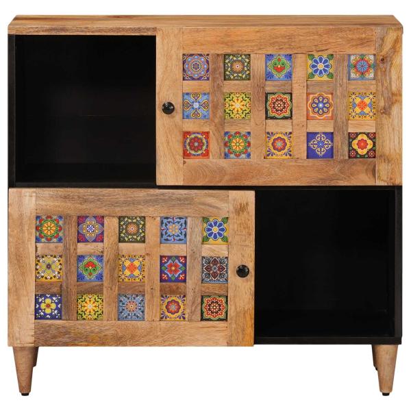 Sideboard mit Speicher Natur 80 x 33 x 75 cm Massivholz Mango