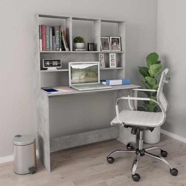 ARDEBO.de - Schreibtisch mit Regalen Betongrau 110x45x157 cm Holzwerkstoff