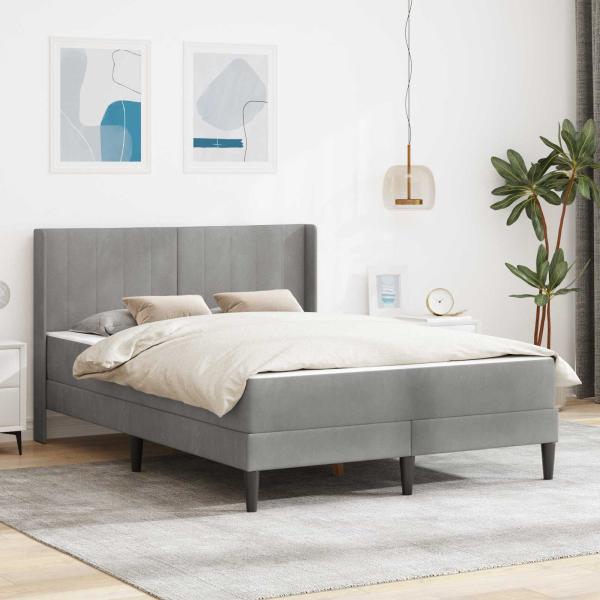 ARDEBO.de - Bettgestell mit Matratze Hellgrau 120 x 190 cm Samt
