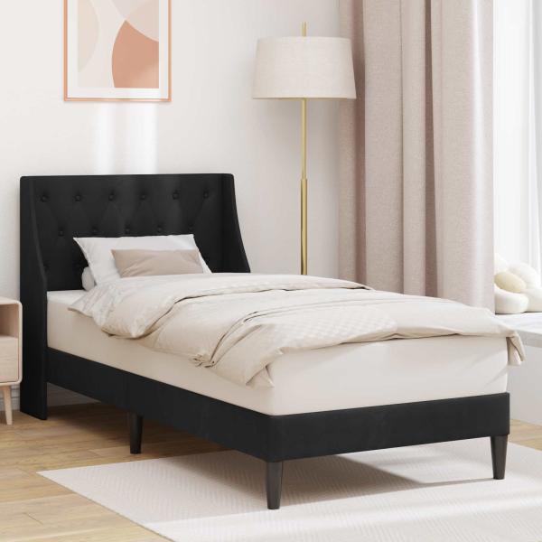 ARDEBO.de - Bettrahmen mit Kopfteil Schwarz 90 x 200 cm Samt
