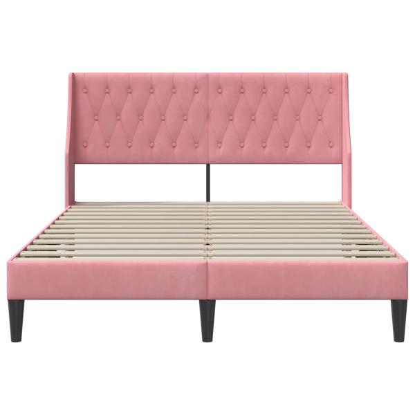 Bettrahmen mit Kopfteil Rosa 120 x 200 cm Samt