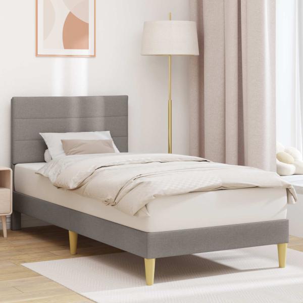 ARDEBO.de - Bettrahmen mit Kopfteil Taupe 90 x 190 cm Stoff