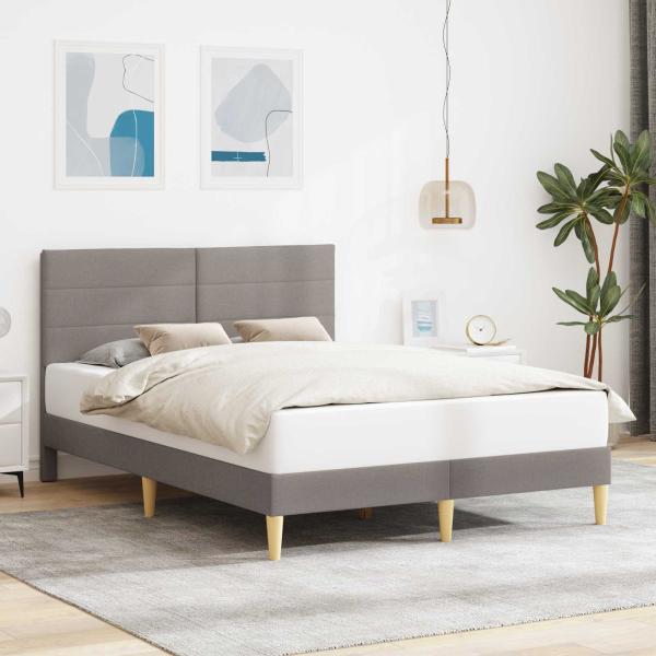 ARDEBO.de - Bettrahmen mit Kopfteil Taupe 140 x 190 cm Stoff