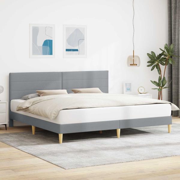 ARDEBO.de - Bettrahmen mit Kopfteil Hellgrau 200 x 200 cm Stoff