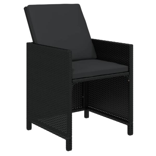 9-tlg. Garten-Essgruppe mit Kissen Poly Rattan Schwarz