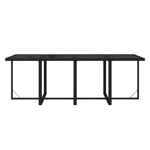 9-tlg. Garten-Essgruppe mit Kissen Poly Rattan Schwarz