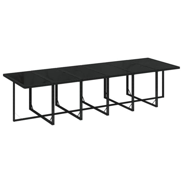 13-tlg. Garten-Essgruppe mit Kissen Poly Rattan Schwarz