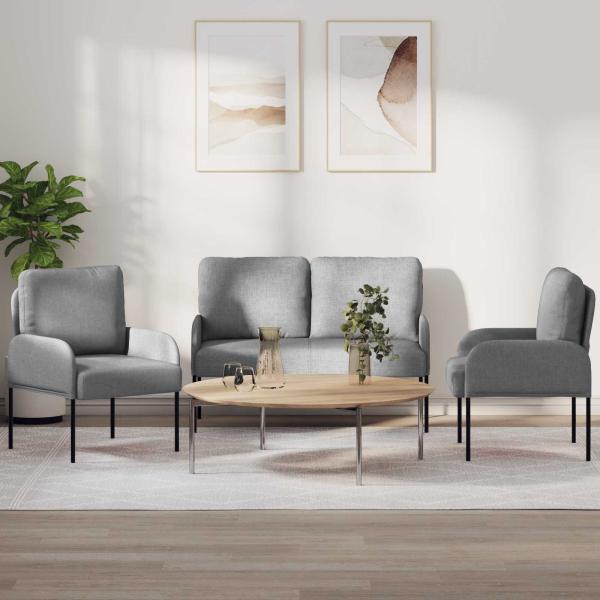 ARDEBO.de - Sofagarnituren 3 stk. Hellgrau Sperrholz