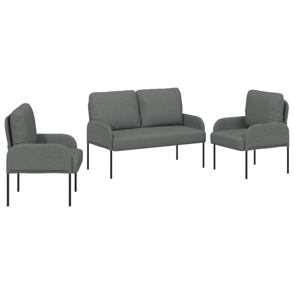 Sofagarnituren 3 stk. Dunkelgrau Sperrholz