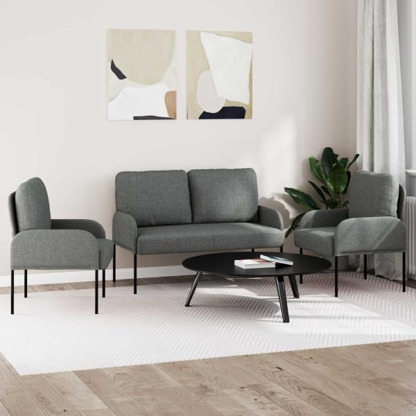 Sofagarnituren 3 stk. Dunkelgrau Sperrholz