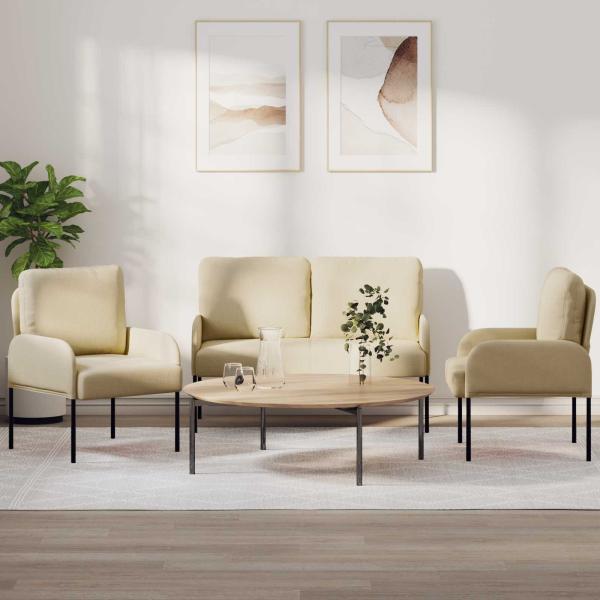 ARDEBO.de - Sofagarnituren 3 stk. Creme Sperrholz