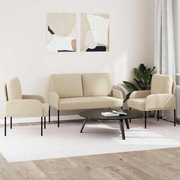 Sofagarnituren 3 stk. Creme Sperrholz