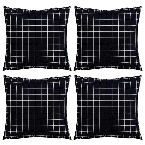 Streupillows 4 pcs Schwarz kariert 60 x 60 cm Polyesterstoff