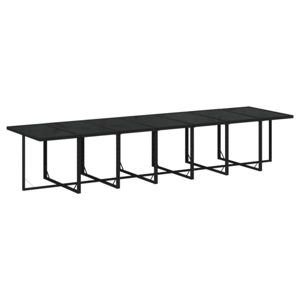 15-tlg. Garten-Essgruppe mit Kissen Poly Rattan Schwarz
