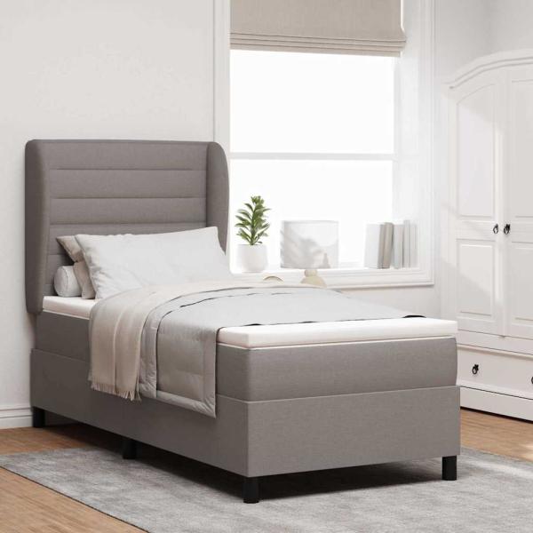 ARDEBO.de - Boxspringbett mit Matratze mit Kopfteil Taupe 90 x 190 cm Stoff