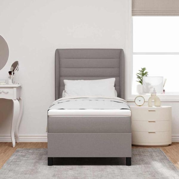 Boxspringbett mit Matratze mit Kopfteil Taupe 90 x 190 cm Stoff