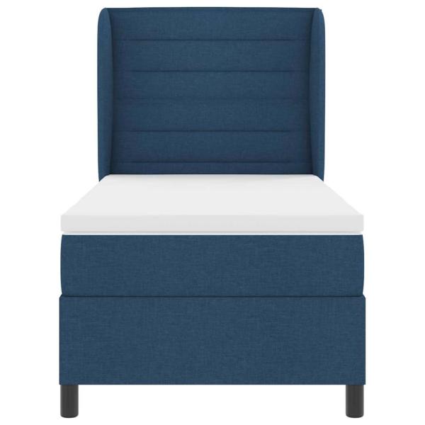 Boxspringbett mit Matratze mit Kopfteil Blau 90 x 190 cm Stoff