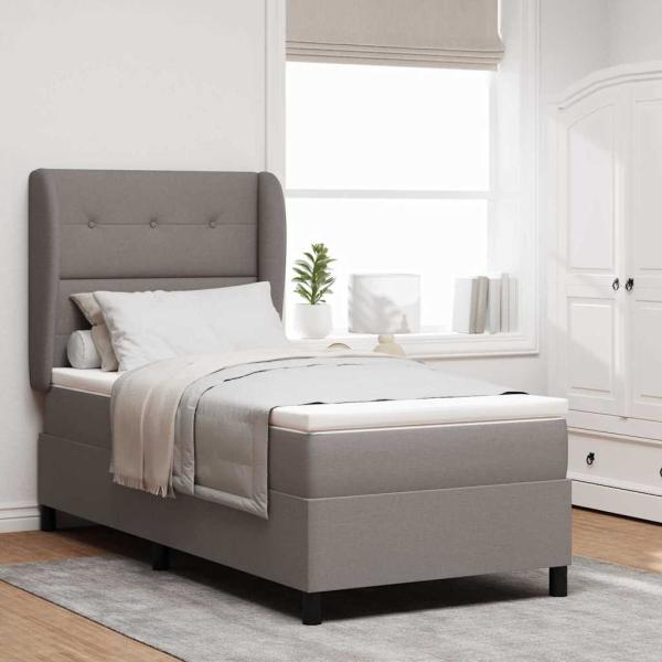 ARDEBO.de - Boxspringbett mit Matratze mit Kopfteil Taupe 90 x 190 cm Stoff