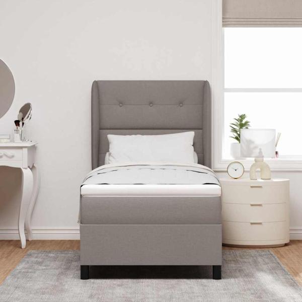 Boxspringbett mit Matratze mit Kopfteil Taupe 90 x 190 cm Stoff