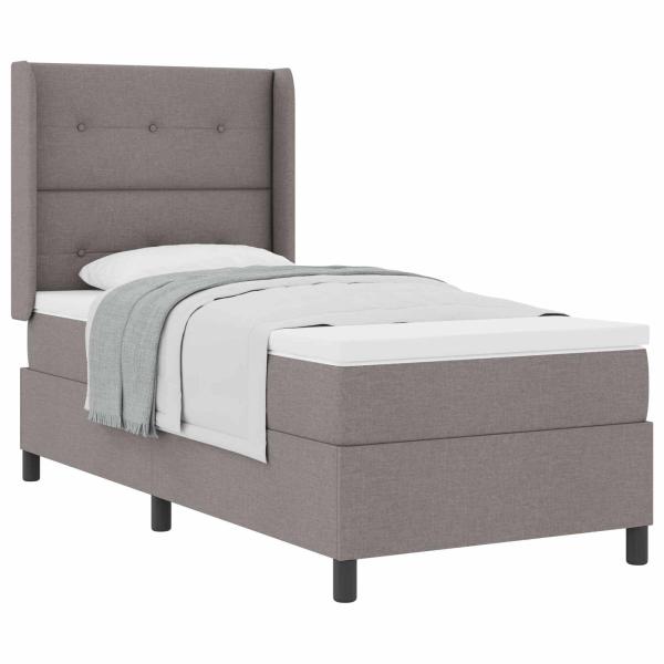 Boxspringbett mit Kissen mit Kopfteil Taupe 190 x 90 cm Stoff