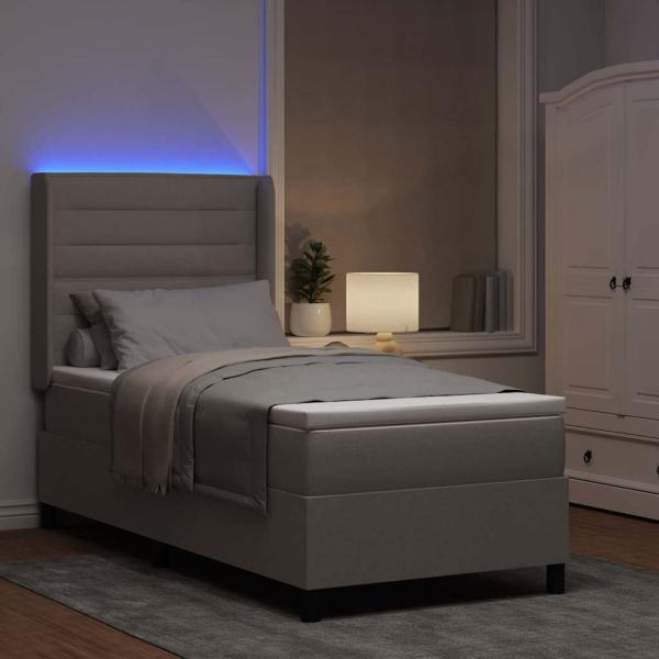 LED Boxspringbett mit Matratze Taupe 90 x 190 cm Stoff