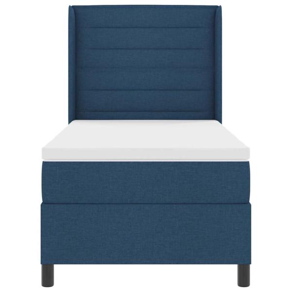 LED Boxspringbett mit Matratze Blau 90 x 190 cm Stoff