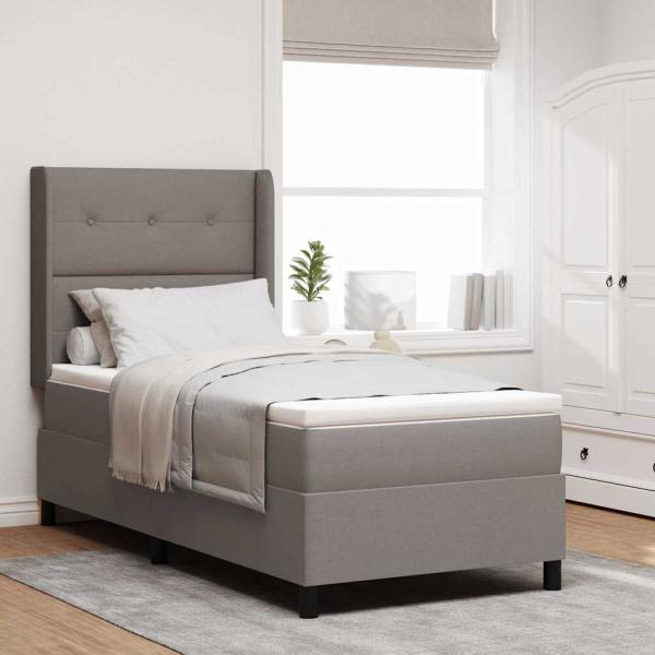 ARDEBO.de - LED Boxspringbett mit Kopfteil Taupe 90 x 190 cm Stoff